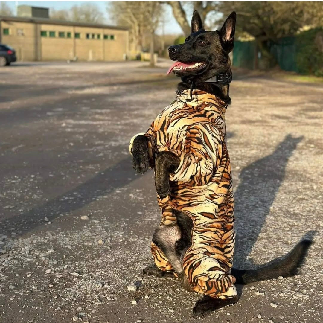 Waterproof Fleece Suit in Tiger Print Design Also Available as a Jumper Tankie or Coat