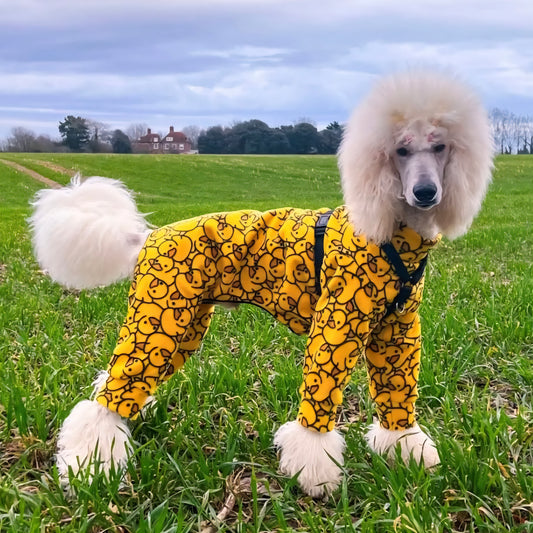 Waterproof Fleece Suit in Yellow Rubber Duck Print Design Also Available as a Jumper or Coat