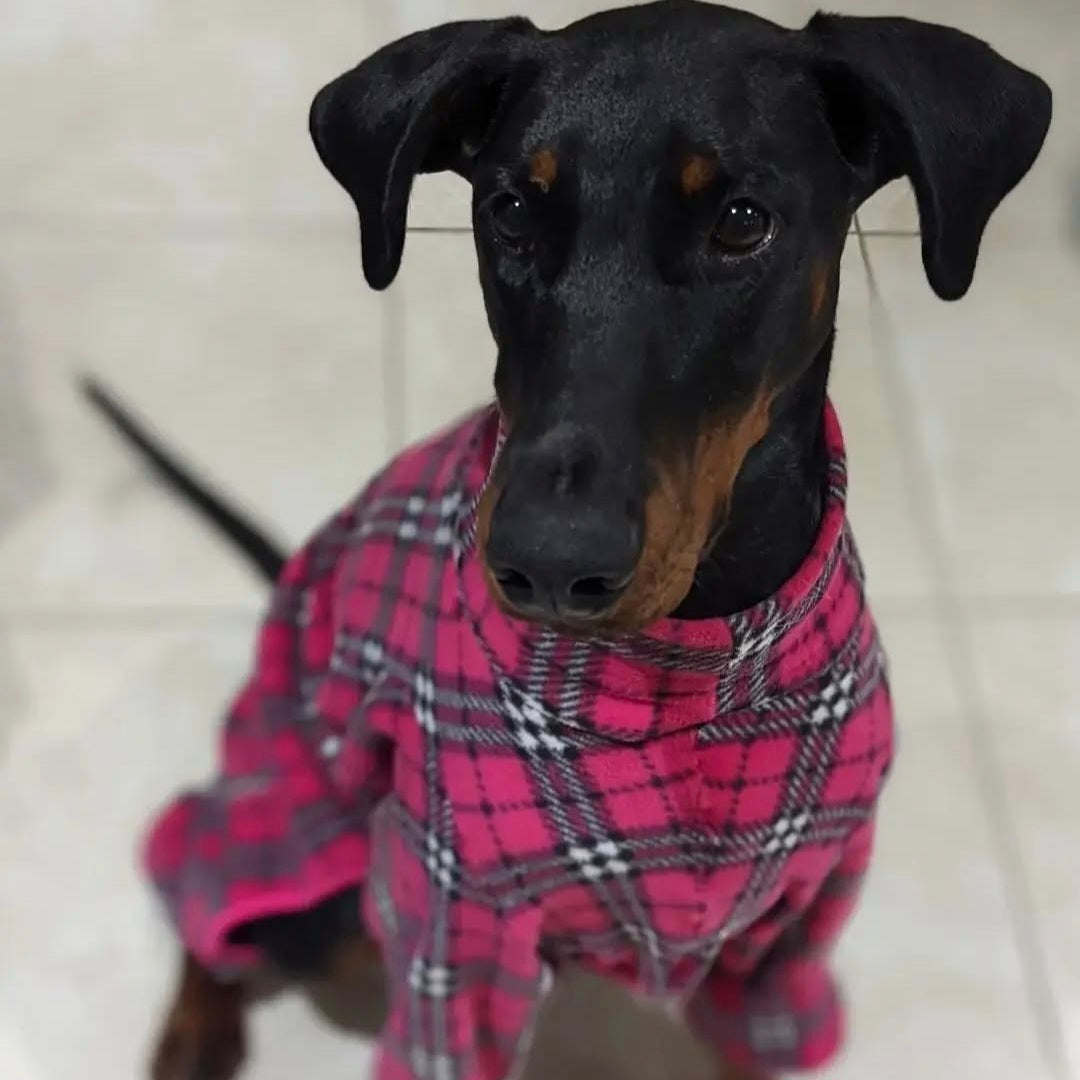 Waterproof Fleece Suit in Bright Pink Tartan Print Design Also Available as a Jumper Tankie or Coat