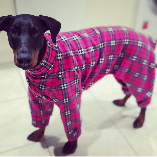 Waterproof Fleece Suit in Bright Pink Tartan Print Design Also Available as a Jumper Tankie or Coat