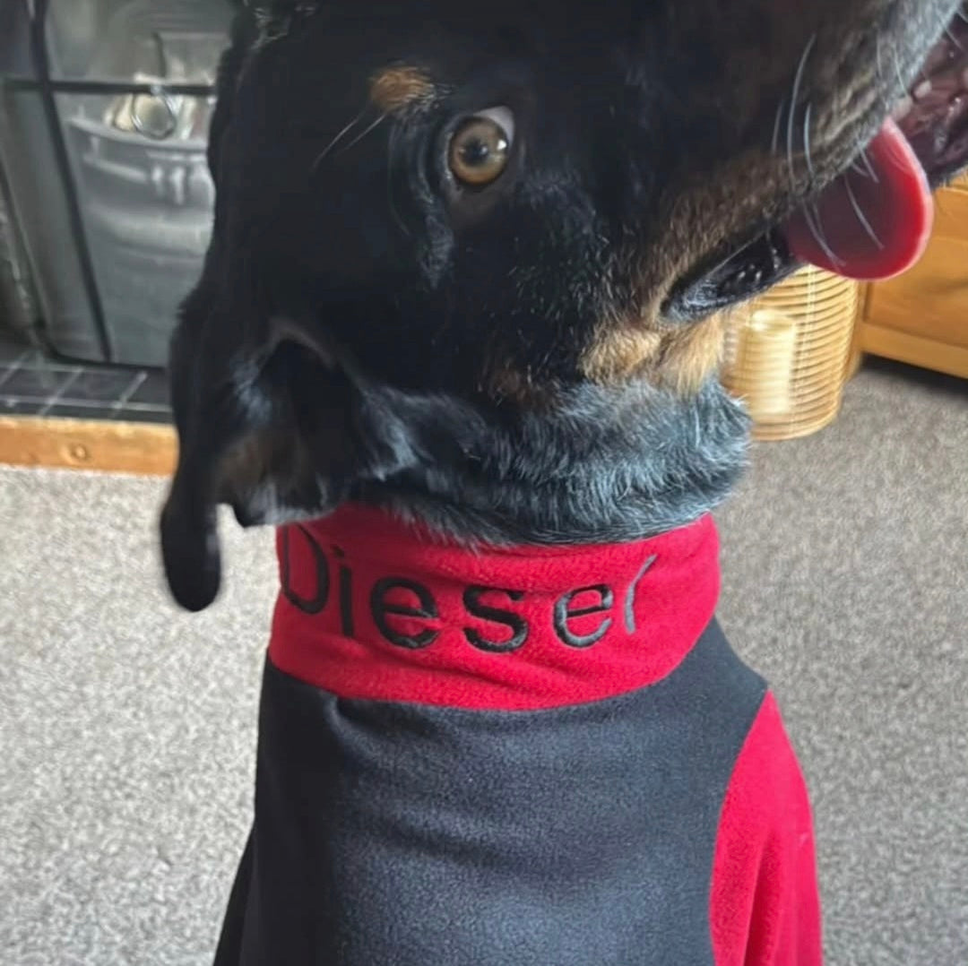 Black & Red Waterproof Fleece Suit Also Available as a Jumper or Coat