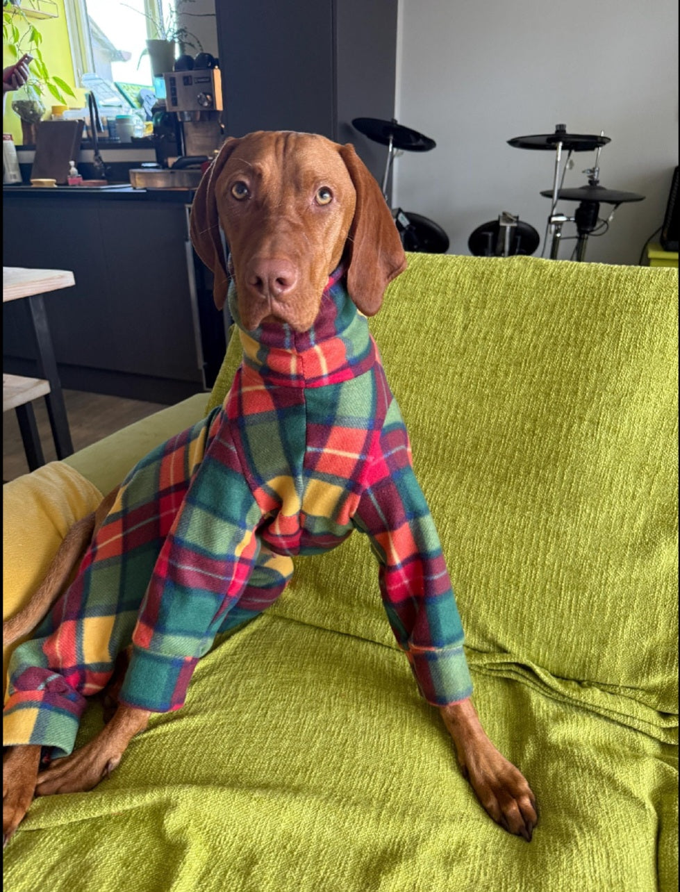 Waterproof Fleece Suit in Bright Tartan Print Design Also Available as a Jumper or  Coat