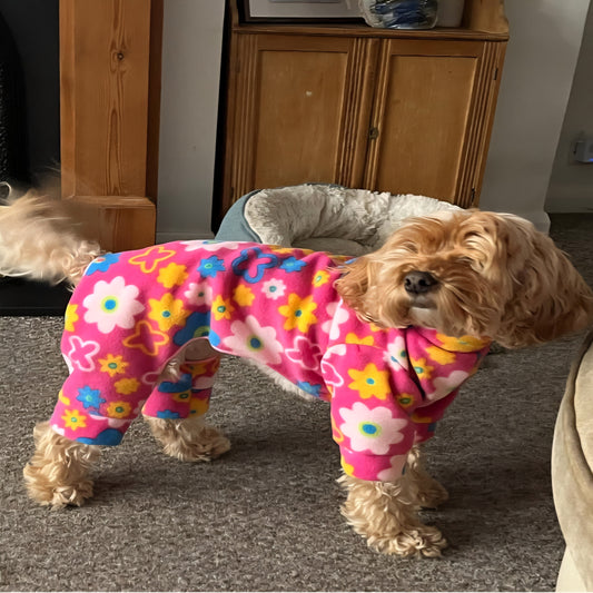 Bright Pink Flower Waterproof Fleece Suit Also Available as a Jumper or Coat