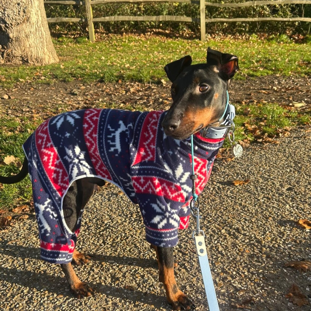 Waterproof Fleece Suit in Christmas Reindeer Print Design Also Available as a Jumper or Coat