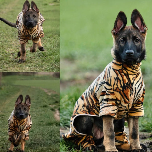 Waterproof Fleece Coat in Tiger Print Design Also Available as a Jumper or Suit