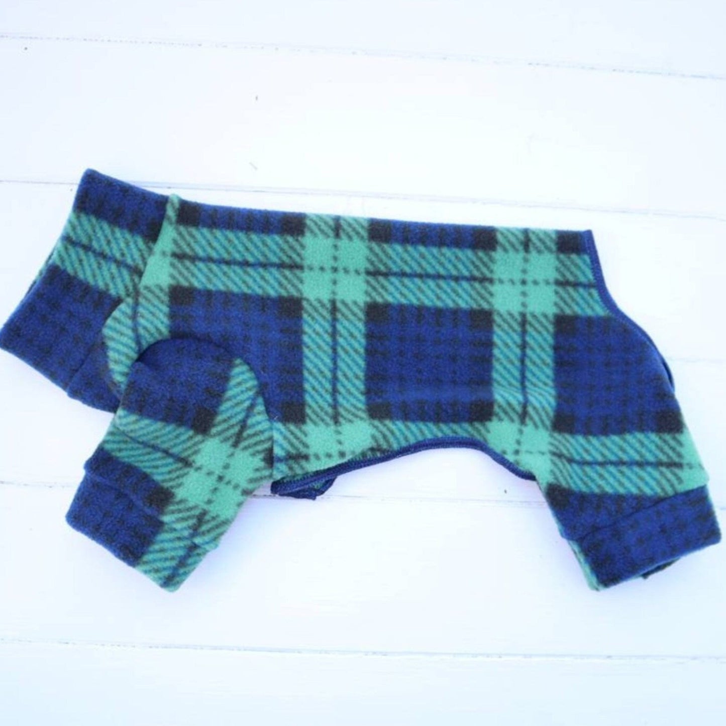 Waterproof Fleece Suit in Blue Green Tartan Design Also Available as a Jumper  Tankie or Coat