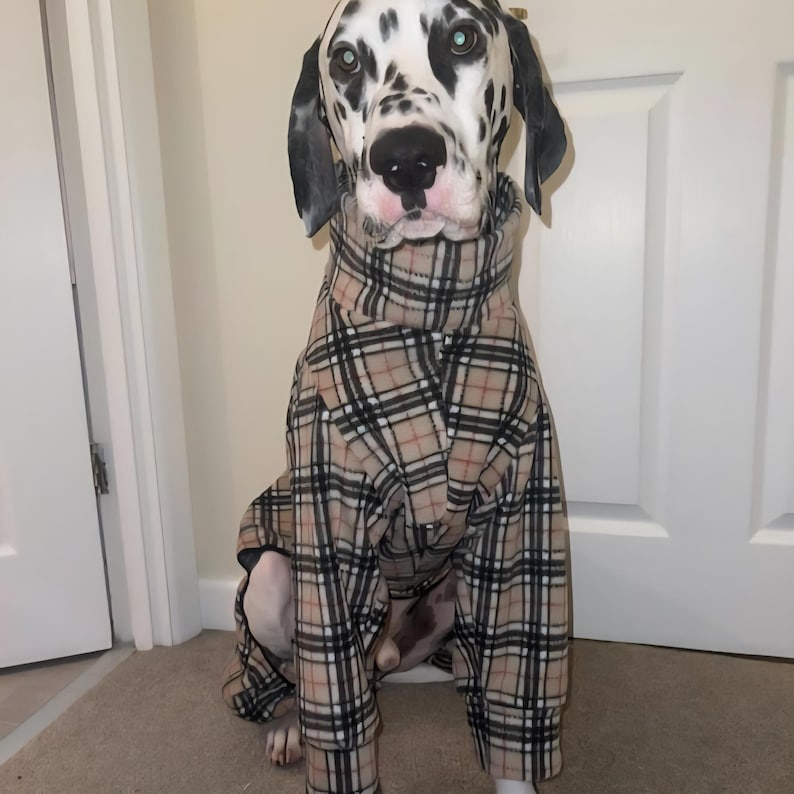 Waterproof Fleece Suit in Beige Tartan Check Print Design Also Available as a Jumper or Coat