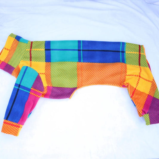 Waterproof Fleece Suit in Bright Check Print Design Also Available as a Jumper or Coat