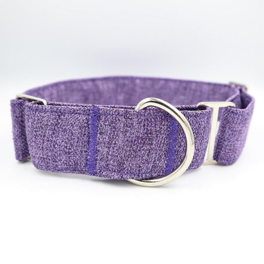 Martingale Dog Collar in Lavender Purple Tweed Style Soft Fabric CHOICE of Colours Up to 38mm Width